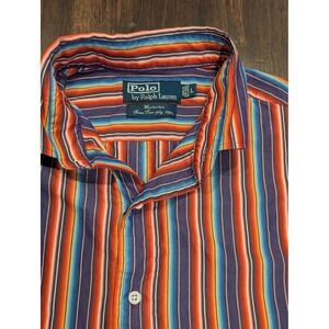 Vtg Polo Ralph Lauren Shirt Men L Bright Multicolor Stripe Westerton Long Sleeve